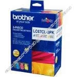 Genuine Brother LC67 Cyan, Magenta & Yellow Colour Ink Pack